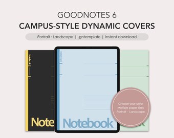 Campus-style dynamic covers for Goodnotes 6 | .gntemplate | Editable color