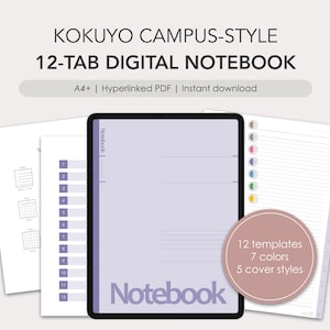 Kokuyo Campus-style 12-tab digital notebook | hyperlinked PDF