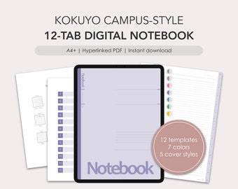 Kokuyo Campus-style 12-tab digital notebook | hyperlinked PDF