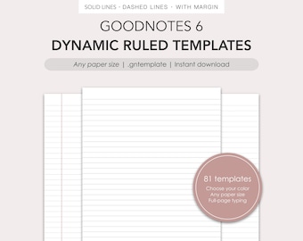 Dynamic ruled templates for Goodnotes 6 | .gntemplate | Editable size and color