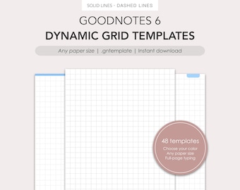 Dynamic grid templates for Goodnotes 6 | .gntemplate | Editable size and color