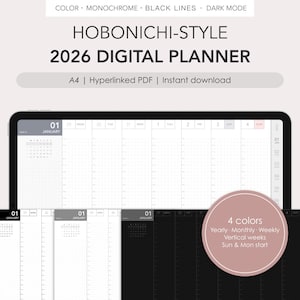 ほぼ日式2026年デジタル手帳｜月間・週間（縦型）｜ハイパーリンク付きPDF