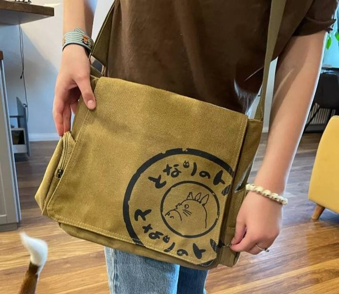 Totoro Canvas Messenger Bags Cartoon Students Book Crossbody Etsy