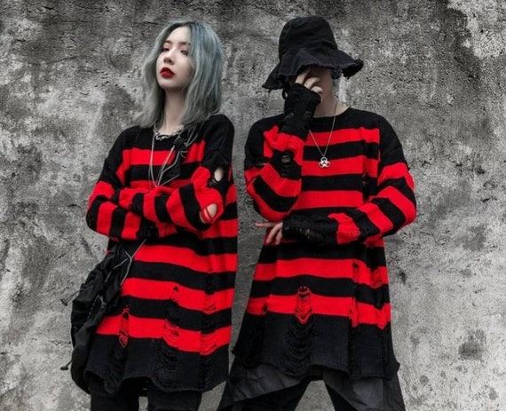 Tate Langdon Sweater Striped Women Punk 
