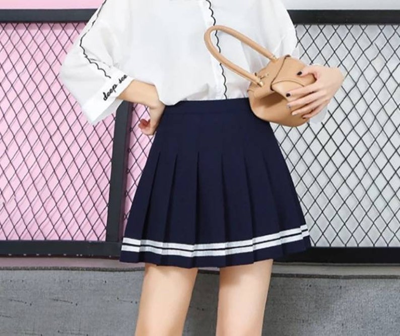 High Waist Skirt Women Casual Short Skirt Mini Pleated Skirt Etsy