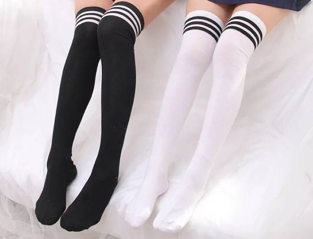 Refine Neuropathy Amphibious black long socks with white stripes Exactly elect Steep