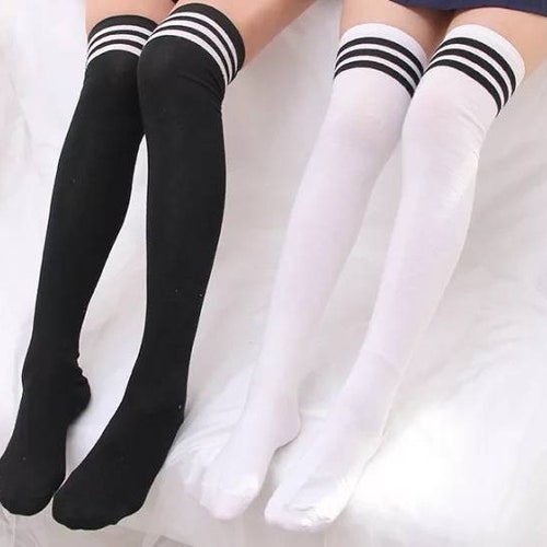 Black White Striped Long Socks Women Over Knee Thigh High Over - Etsy ...