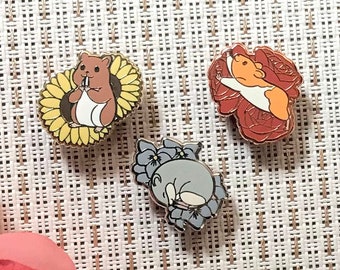 Enamel Pin: Hamster und Blumen
