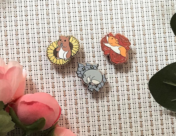 Yellow Hamster with Flower Enamel Pin Yellow Hamster with Flower Enamel Pin
