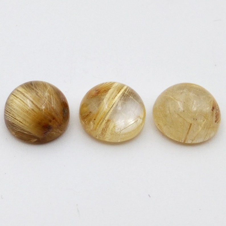 Quality Beautiful Natural Golden Rutile Round Cabochon Gemstone For Making Jewelry Handmade Stone 10x10x6 mm Size Round AAA