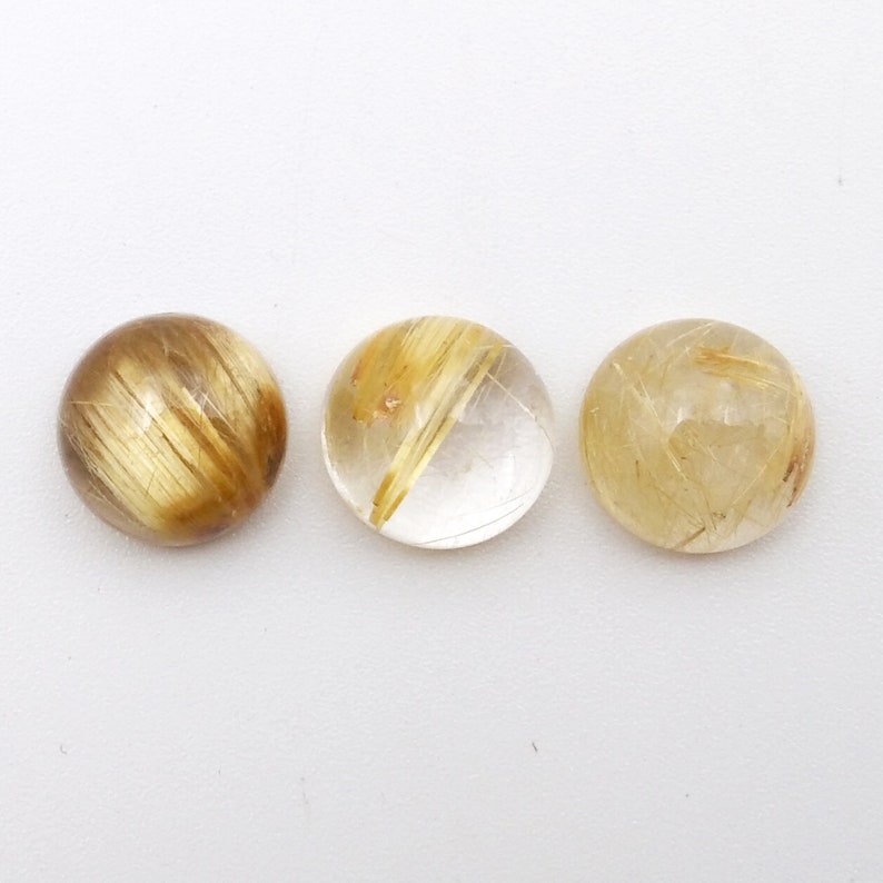 Quality Beautiful Natural Golden Rutile Round Cabochon Gemstone For Making Jewelry Handmade Stone 10x10x6 mm Size Round AAA