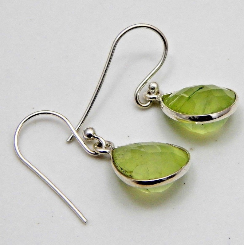 Teardrop Beautiful Earring For Women Earring 925 Sterling Silver Earring Pear Cut Stone Earring Amazing Prehnite Boho Silver Earring