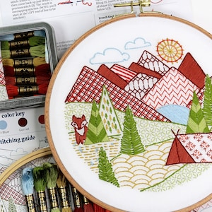 Embroidery Kit, Mountains, Hand Embroidery, Camping, Fathers Day Gift, Dad Gift