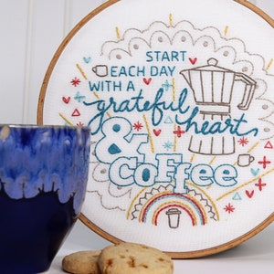 Embroidery Kit, Quotes About Life, Coffee, Hand Embroidery Designs, Mothers Day Gift from Son, Mom Gift,