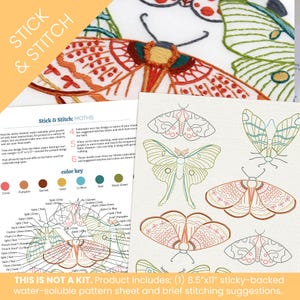 Stick and Stitch Embroidery Pattern, Moths, Mystical, Stitched Stories, Sulky Fabri-Solvy, Washaway Pattern