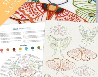 Stick and Stitch Embroidery Pattern, Moths, Mystical, Stitched Stories, Sulky Fabri-Solvy, Washaway Pattern