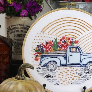 Hand Embroidery Kit, Truck, Hoop Art, Birthday Gift, Dad Gift