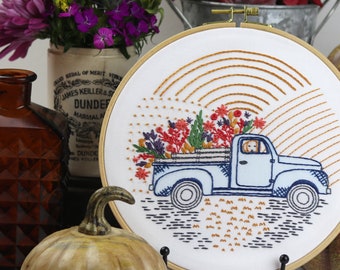 Hand Embroidery Kit, Truck, Hoop Art, Birthday Gift, Dad Gift