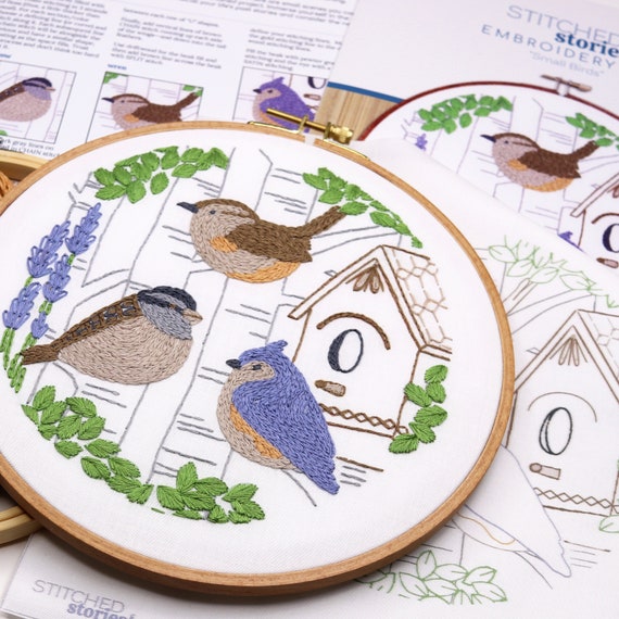 Stick and Stitch Embroidery Pattern Birds, Sulky, Stitched Stories, 8  in-the-hoop design