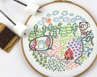 Hand Embroidery Kit, Camper, Hoop Art, Mothers Day Gift, Mom Gift,