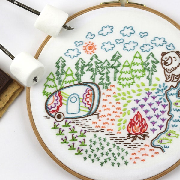 Hand Embroidery Kit, Camper, Hoop Art, Mothers Day Gift, Mom Gift,