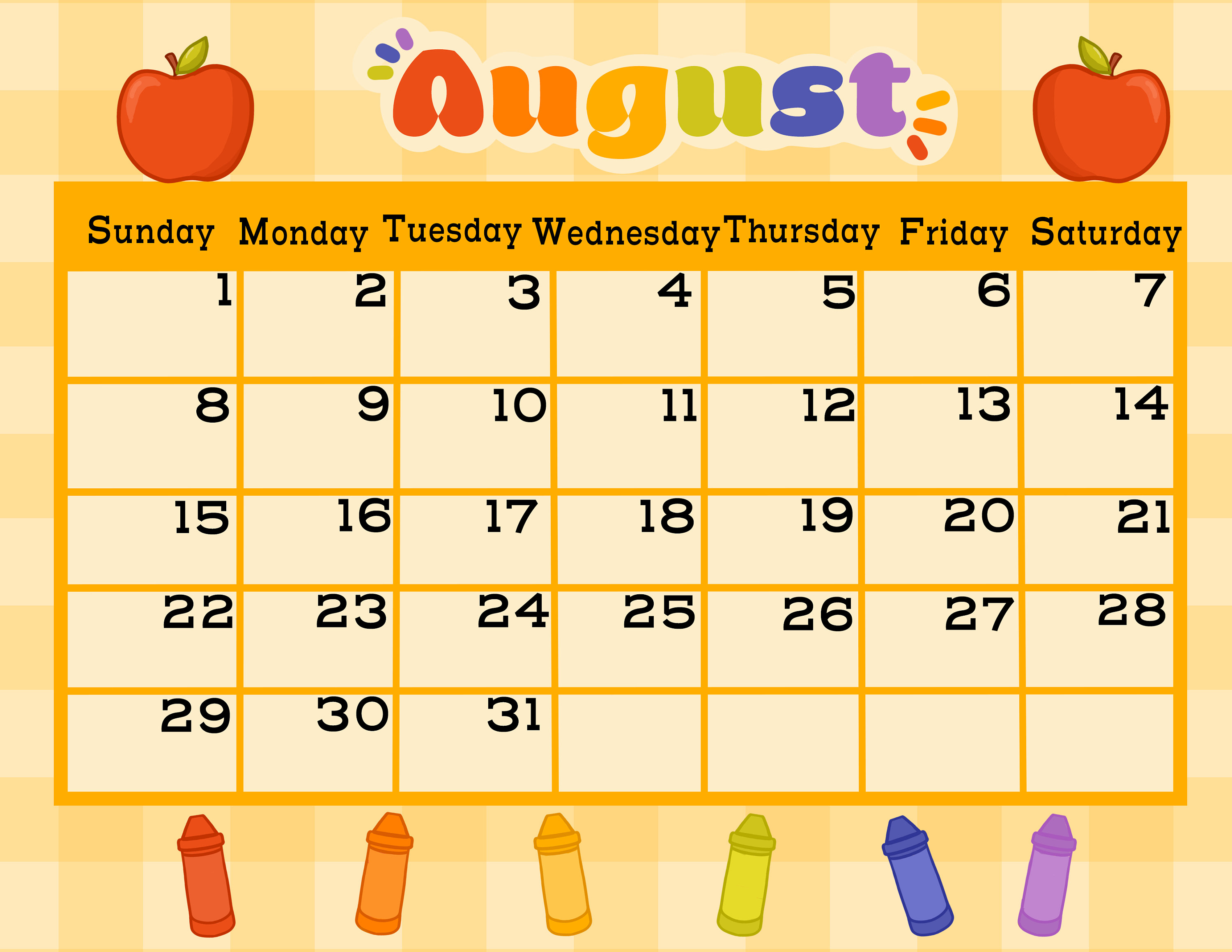 Printable August School Calendar Free Printable Templates