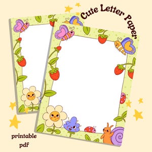 Amigos del jardín - Papelería para cartas - Papel para notas en formato PDF imprimible