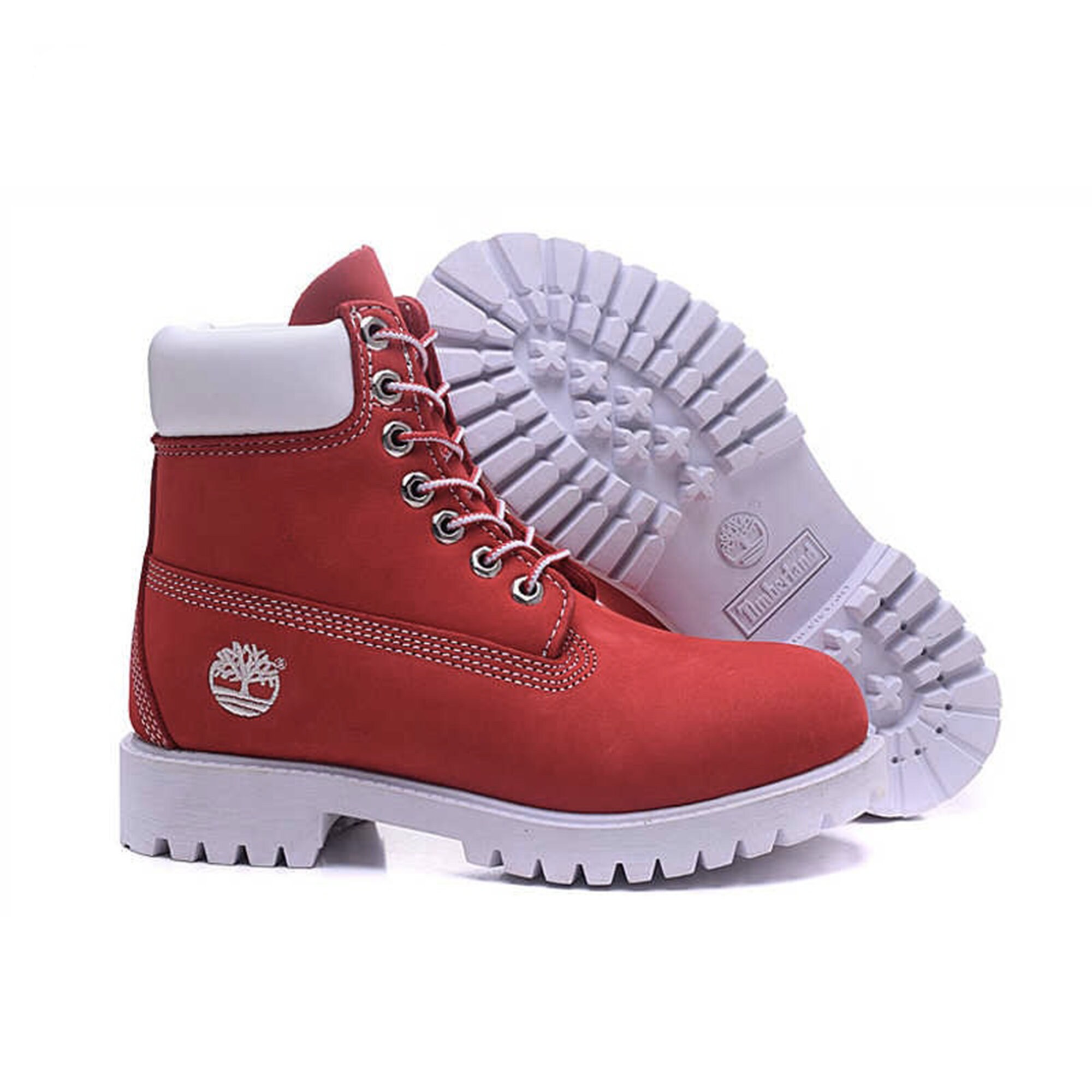 red white timberland boots
