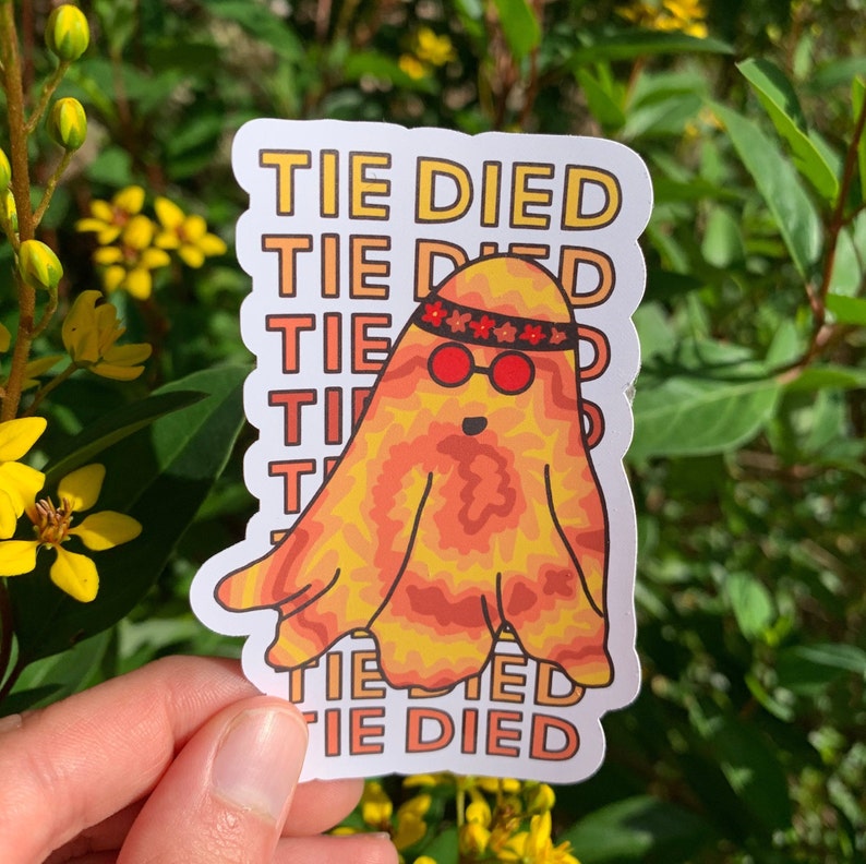 Tie Died Tie Dyed Pun Ghost Sticker Punny Hippie Ghost Sticker Halloween Sticker Cute Kawaii Ghost Sticker