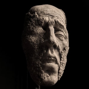 Handgemachte Beton Kopf Wanddeko Moos Flechte Gesicht Männer Skulptur Creature makaber Fantasy dunkel Horror seltsame Kuriositäten