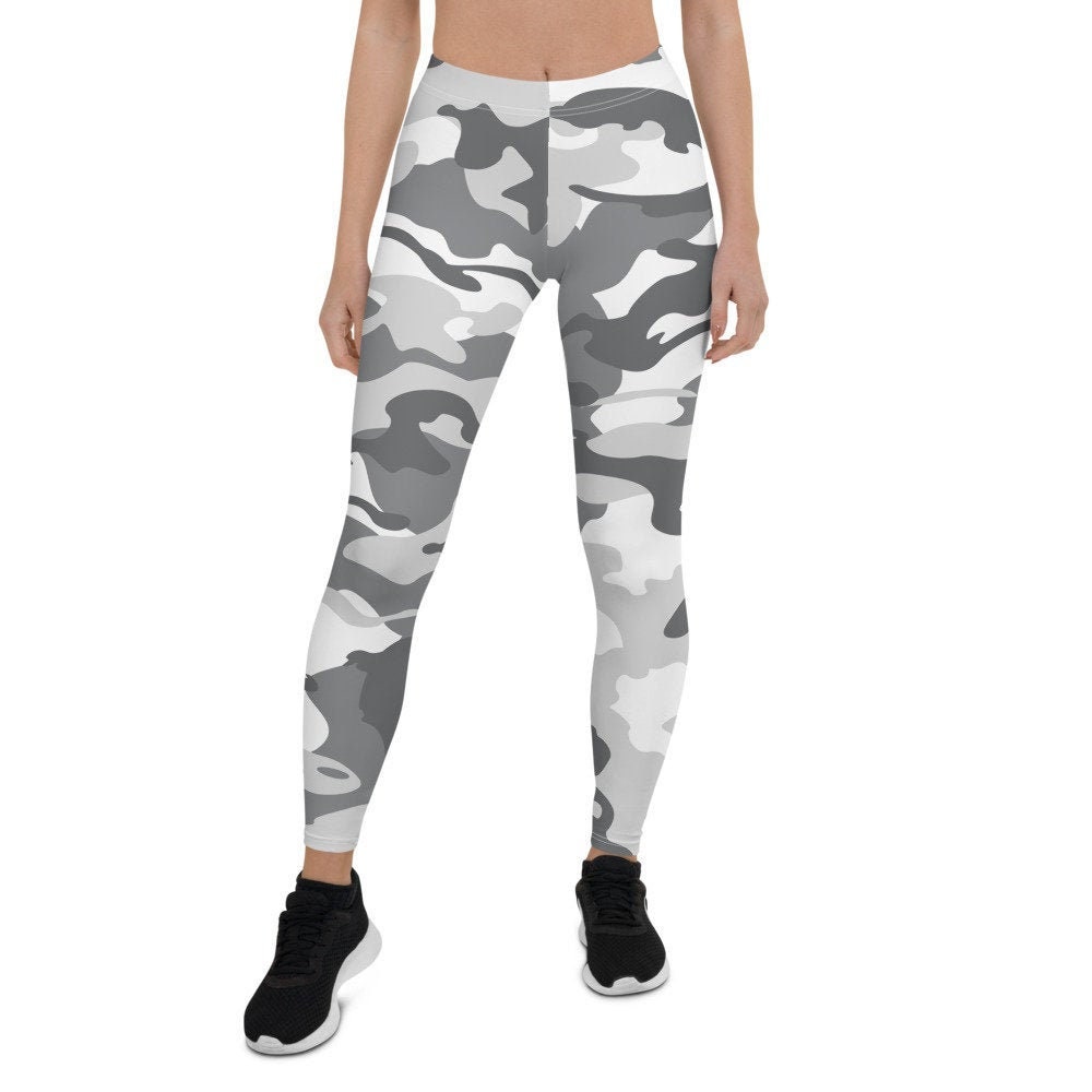 White Gray Camo Style Camouflage Pattern Fashion Leggings for - Etsy