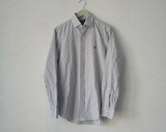Vintage Ralph Lauren Plaid Cotton Shirt, Gray, Size S
