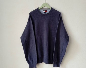 Vintage Tommy Hilfiger Knitted Sweater, Blue Pullover Size XL