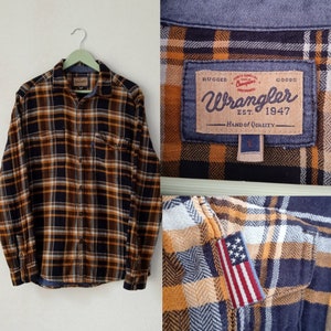 Vintage jaren '90 Wrangler Plaid Button Down Western Shirt, Geruit overhemd met lange mouwen