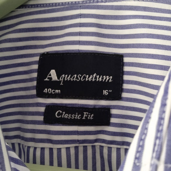 Vintage Mens Aquascutum Shirt Long Sleeve, Stripe… - image 2