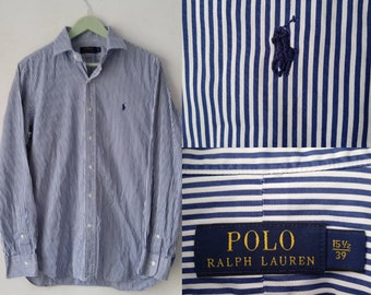 Camisa Polo Ralph Lauren manga larga a rayas con botones y logo bordado talla 39