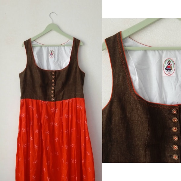 Vintage Dirndl Dress, Traditional Trachten Sleeveless Dress, Oktoberfest Dress, Austrian Dress, Bavarian Folk Dress SALZBURGER