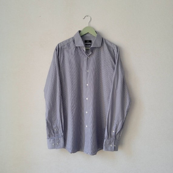hugo boss striped dress shirt Hugo Boss Striped Button up Shirt, Vintage Long Sleeve Blouse