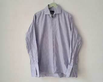 Vintage Mens Aquascutum Shirt Long Sleeve, Striped Pattern Shirt, Oversize Striped shirt, Casual Shirt, Size 40/16