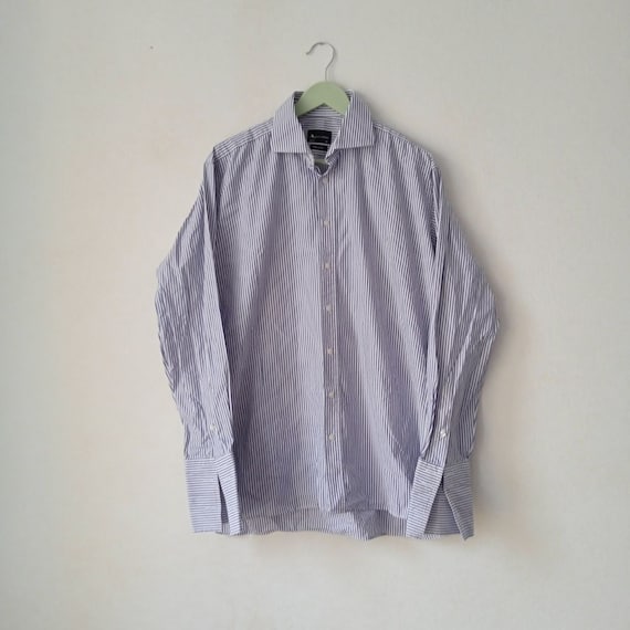 Vintage Mens Aquascutum Shirt Long Sleeve, Stripe… - image 1