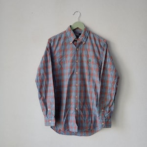 Vintage 90s Ralph Lauren Button Down Checkered Flannel, Custom Fit Shirt, Boyfriend shirt, Multicolor Plaid, Size S