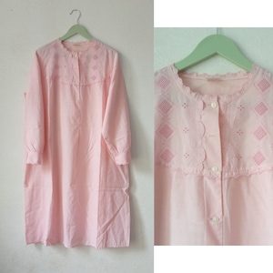 Vestido lencero vintage, Vestido de dormir de encaje rosa, Vestido de noche pastel
