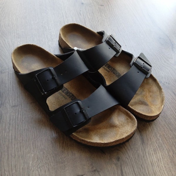 Vintage Birkenstock Slides, Leather Women Sandals Germany Size 41