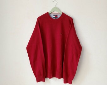 Vintage Tommy Hilfiger Red Pullover Sweater, Size XL