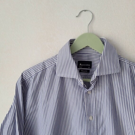 Vintage Mens Aquascutum Shirt Long Sleeve, Stripe… - image 9