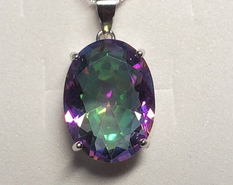 Genuine Mystic Topaz Necklace, See Rainbow Colors on Video