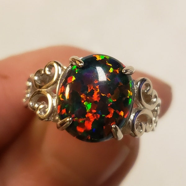 Black Opal Ring - Etsy