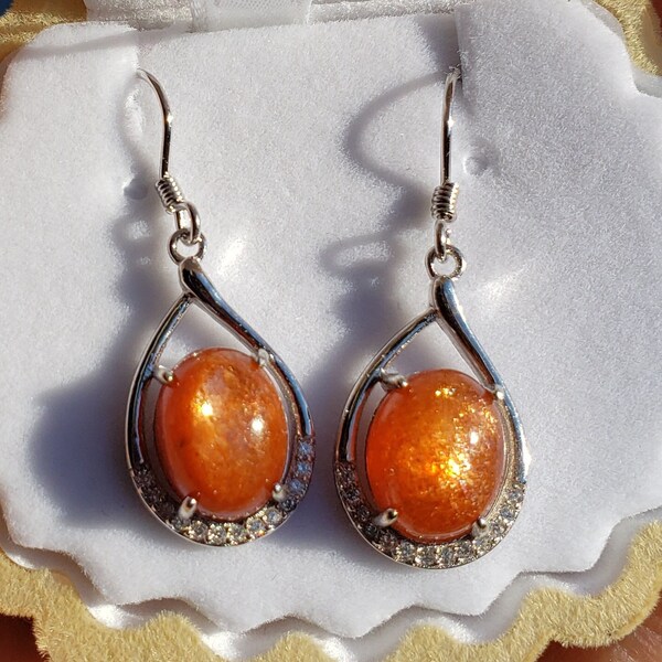 Retro Natural Orange Stone Earrings