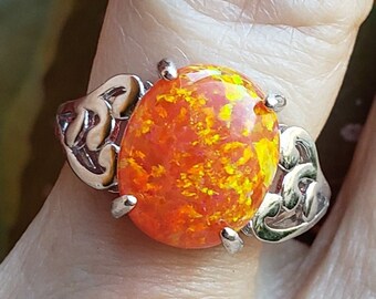 Orange Fire Opal Garnet Silver for Women Jewelry Charm Gems Ring Sz 6-9 OJ9265 Orange Fire Opal Garnet Silver for Women Jewelry Charm Gems Ring Sz 6-9 OJ9265