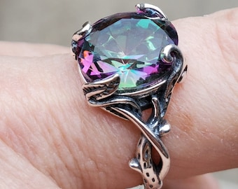Genuine Mystic Rainbow Topaz Ring, 10x12mm Genuine Topaz Genuine Mystic Rainbow Topaz Ring, 10x12mm Genuine Topaz